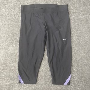 Nike Leggings Womens Medium Grey Cropped Dri-Fit Stretch Active Pants Running